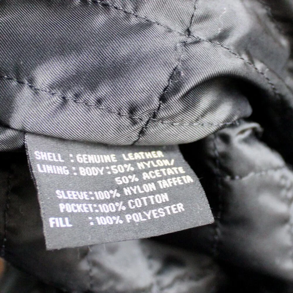 Guess Men's VTG 90s/00's Black Zip-Up Pointed Collar Leather Jacket Size Large